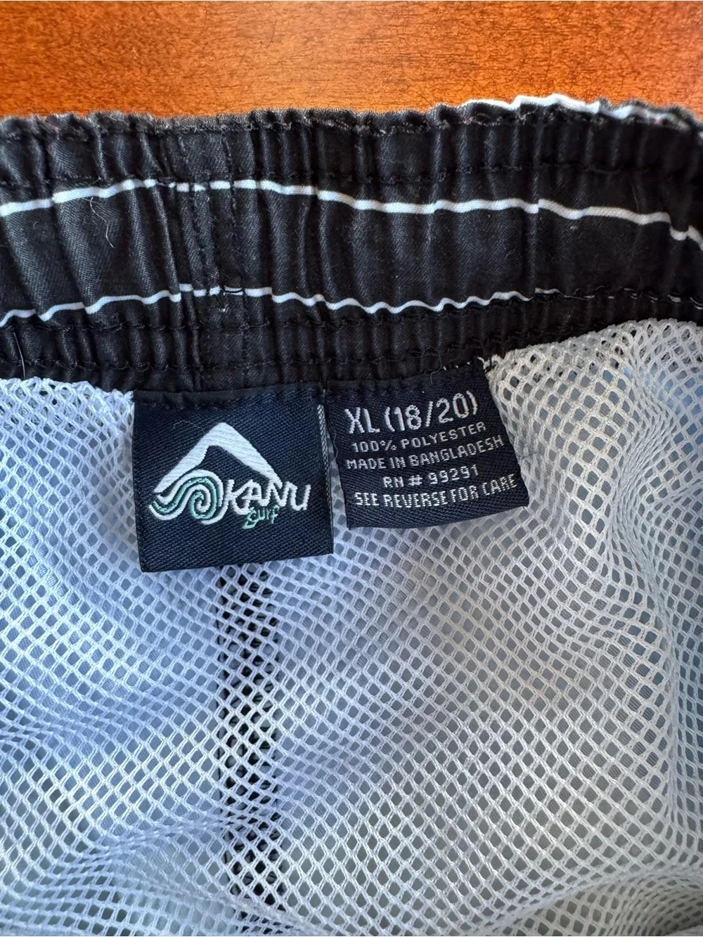 Kanu Surf Boys XL 18/20 Swim Trunks Board Shorts Blue Green Striped